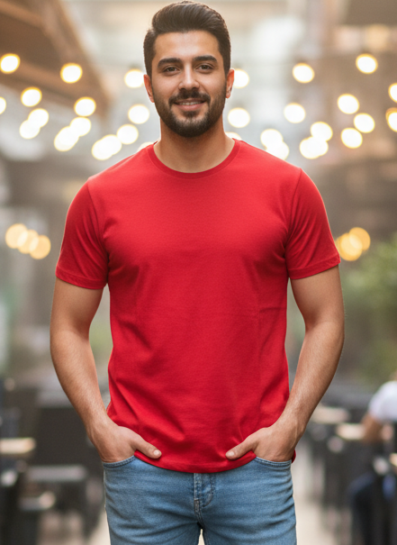 Men Plain Tee - Red