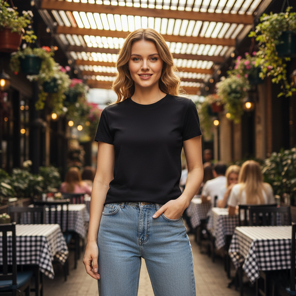 Women Plain Tee - Black