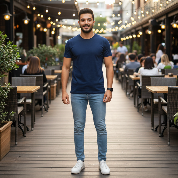 Men Plain Tee - Navy Blue