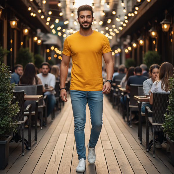 Men Plain Tee - Orange